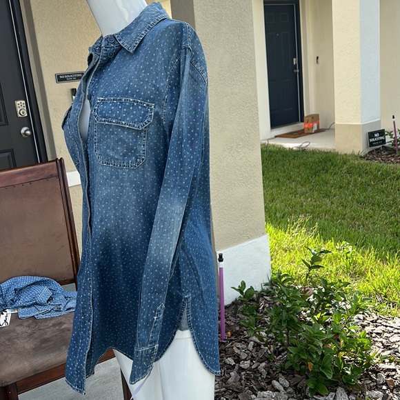 ABS BY ALLEN SCHWARTZ OVERSIZED DENIM SHIRT TOP SIZE S MSRP $69.00 NWT - Picture 4 of 9